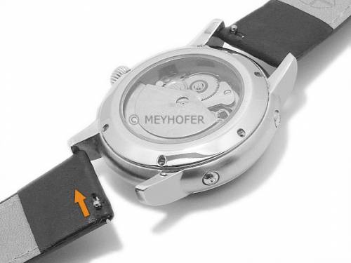 Meyhofer EASY-CLICK Uhrenarmband -Maribor Special- 16mm schwarz Leder glatt gr�ne Naht (Schlie�enansto� 14 mm) - Bild vergr��ern 