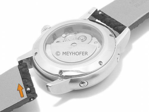 Meyhofer EASY-CLICK Uhrenarmband -Pollino- 22mm schwarz Leder Flechtoptik ohne Naht (Schlie�enansto� 20 mm) - Bild vergr��ern 