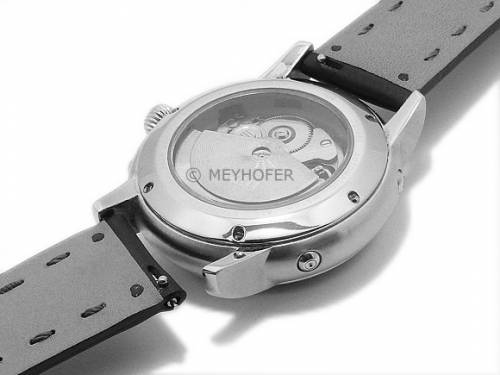 ABVERKAUF: Meyhofer EASY-CLICK Uhrenarmband -Glacier- 18mm schwarz Leder genarbt matt abgen�ht (Schlie�enansto� 16 mm) - Bild vergr��ern 