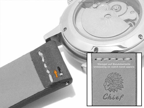 GERMAN MADE: Meyhofer EASY-CLICK Uhrband AMBERG - Motiv Chief 22mm hellbraun Leder vegetabil (Schlie�enanst. 22 mm) - Bild vergr��ern 