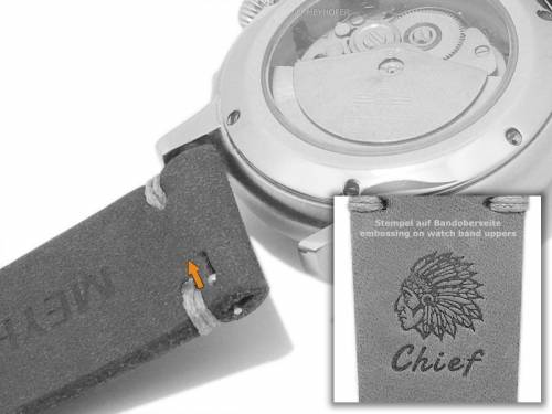 GERMAN MADE: Meyhofer EASY-CLICK Uhrband GREDING - Motiv Chief 22mm dunkelbraun Leder Antik-Look (Schlie�enansto� 20 mm) - Bild vergr��ern 