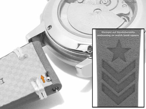 Meyhofer EASY-CLICK Uhrenarmband -Portland - Motiv Army- 20mm mittelblau Leder helle Naht (Schlie�enansto� 18 mm) - Bild vergr��ern 