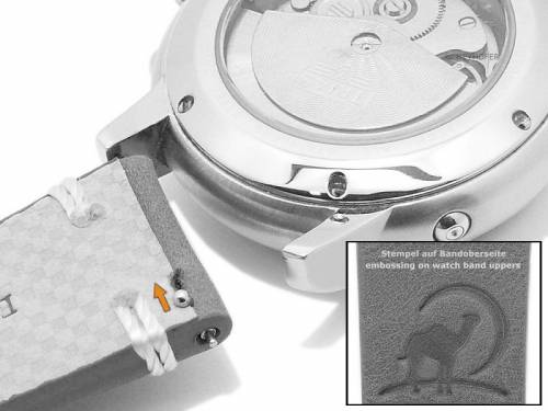 Meyhofer EASY-CLICK Uhrenarmband -Portland - Motiv Camel- 20mm hellgrau Leder helle Naht (Schlie�enansto� 18 mm) - Bild vergr��ern 