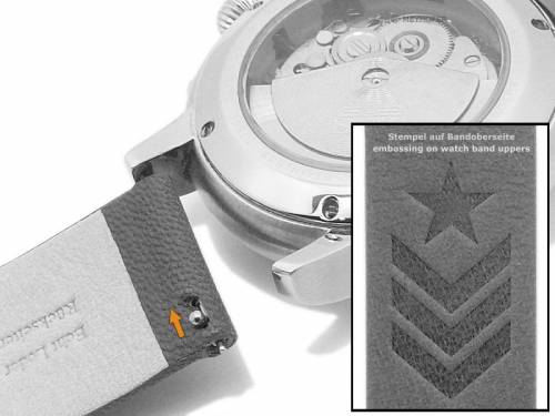 Meyhofer EASY-CLICK Uhrenarmband -Zermatt - Motiv Army- 20mm graubraun Ziegen-Leder genarbt (Schlie�enansto� 20 mm) - Bild vergr��ern 