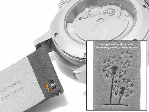 Meyhofer EASY-CLICK Uhrenarmband -Zermatt - Motiv Dandelion- 22mm hellbraun Ziegen-Leder genarbt (Schlie�enansto� 22 mm) - Bild vergr��ern 