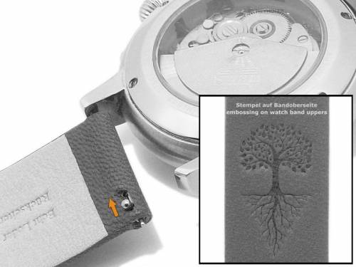 Meyhofer EASY-CLICK Uhrenarmband -Zermatt - Motiv Tree- 22mm hellgrau Ziegen-Leder genarbt (Schlie�enansto� 22 mm) - Bild vergr��ern 