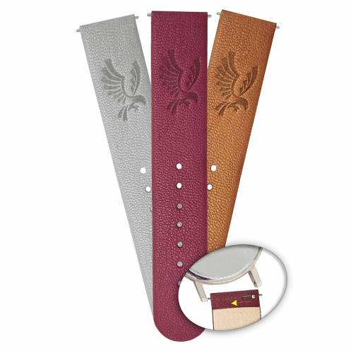 Meyhofer EASY-CLICK Uhrenarmband -Zermatt - Motiv Adler- 20mm hellgrau Ziegen-Leder genarbt (Schlie�enansto� 20 mm) - Bild vergr��ern 