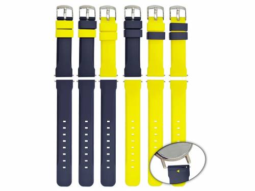 Schnellwechsel-Uhrb�nder 2er-Set SPORTS DUO 22mm Silikon blau gelb variierbar f�r Sportfans v. Meyhofer EASY-CLICK - Bild vergr��ern 