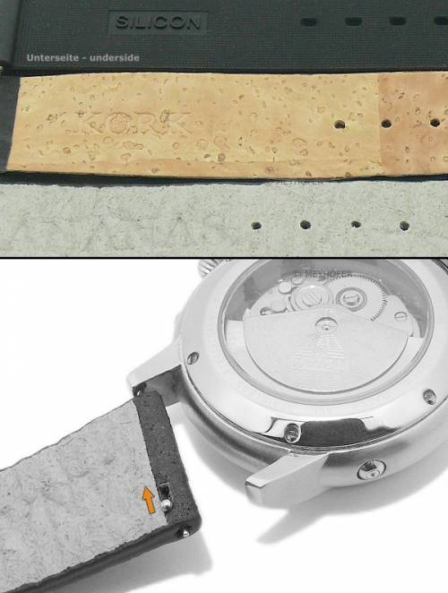 Schnellwechsel-Uhrenarmb�nder 3er-Set VEGAN TRIO MIX 20mm schwarz & braun Silikon/Ananas/Kork Meyhofer EASY-CLICK - Bild vergr��ern 