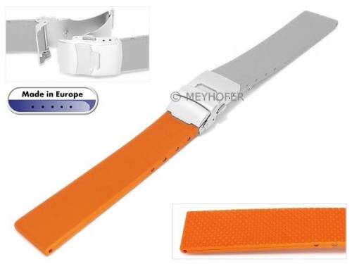 Uhrenarmband-H�lfte 18mm orange Kautschuk glatt matt von MEYHOFER (Schlie�enansto� 18 mm) - Bild vergr��ern 