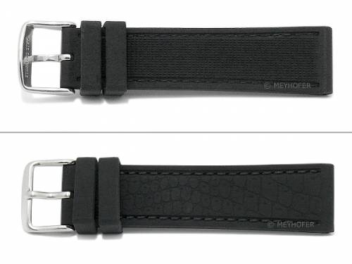 Uhrenarmband -Kapstadt- 22mm schwarz Silikon Alligator-Pr�gung abgen�ht von MEYHOFER (Schlie�enansto� 20 mm) - Bild vergr��ern 