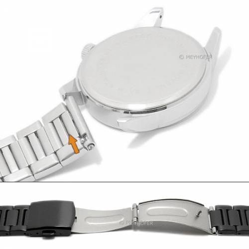 Meyhofer EASY-CLICK Uhrenarmband -Halle- 22mm schwarz Edelstahl teilweise poliert - Bild vergr��ern 