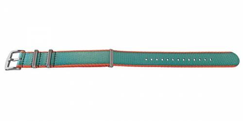 Uhrenarmband -Willisburg- 22mm gr�n/orange Textil/Synthetik Durchzugsband im NATO-Style von MEYHOFER - Bild vergr��ern 
