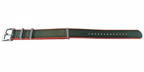 Uhrenarmband -Willisburg- 20mm oliv/rot Textil/Synthetik Durchzugsband im NATO-Style von MEYHOFER - Bild vergr��ern 