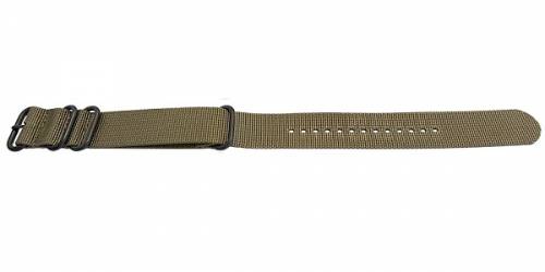 Uhrenarmband -Escondido- 22mm olivgr�n Synthetik/Textil NATO Zulu-Style schwarze Metallschlaufen Durchzugsband MEYHOFER - Bild vergr��ern 
