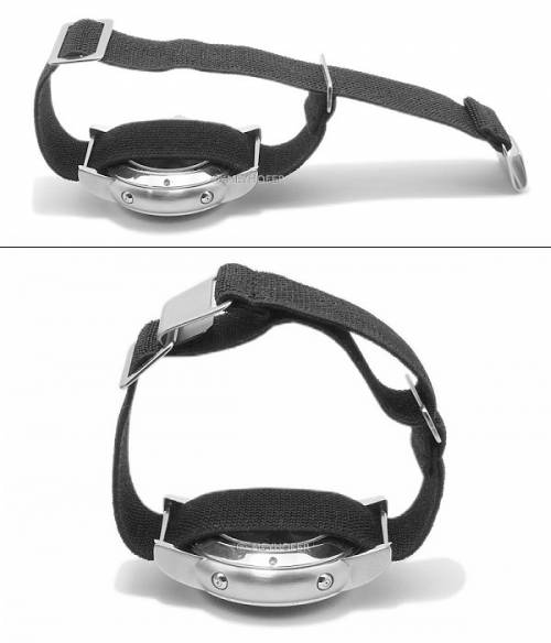 Uhrenarmband -Monrovia- 20mm schwarz Nylon/Textil roter Streifen Military-Style von MEYHOFER (Schlie�enansto� 20 mm) - Bild vergr��ern 