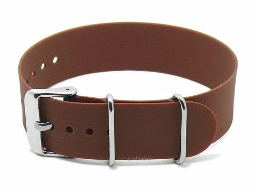Uhrenarmband -Durango- 18mm mittelbraun Silikon Durchzugsband im NATO-Style von MEYHOFER - Bild vergrern 