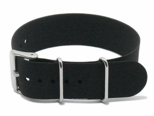 Uhrenarmband -Durango- 18mm schwarz Silikon Durchzugsband im NATO-Style von MEYHOFER - Bild vergrern 