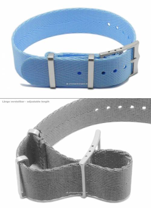 Uhrenarmband -Huntsville- 22mm hellblau Nylon Durchzugsband im NATO-Style von MEYHOFER - Bild vergr��ern 