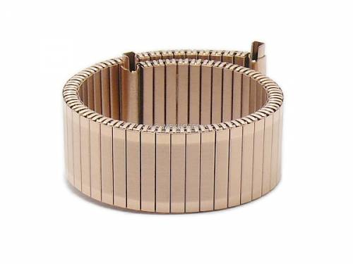 Uhrenarmband -Crestwood- 18-22mm rosgoldfarben Edelstahl-Zugband mit Teleskop-Ansto teilweise poliert von MEYHOFER - Bild vergrern 
