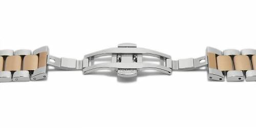 Uhrenarmband -Batavia- 20mm bicolor stahl/ros�golden Edelstahl massiv teilweise poliert Butterfly-Schlie�e von MEYHOFER - Bild vergr��ern 
