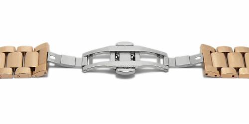 Uhrenarmband -Batavia- 24mm ros�goldfarben Edelstahl massiv teilweise poliert Butterfly-Schlie�e von MEYHOFER - Bild vergr��ern 