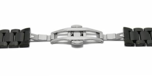 Uhrenarmband -Batavia- 18mm schwarz Edelstahl massiv teilweise poliert Butterfly-Schlie�e von MEYHOFER - Bild vergr��ern 