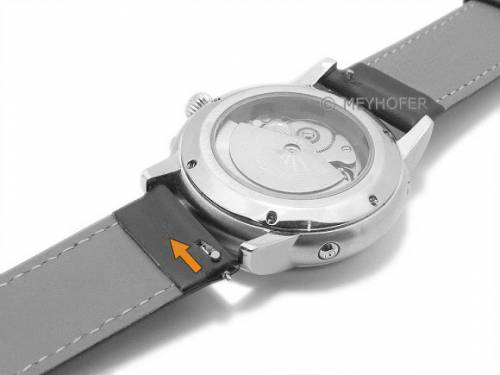 Uhrenarmband Meyhofer EASY-CLICK -Neuss- 14mm dunkelblau Hirsch-Leder genarbt abgen�ht (Schlie�enansto� 14 mm) - Bild vergr��ern 