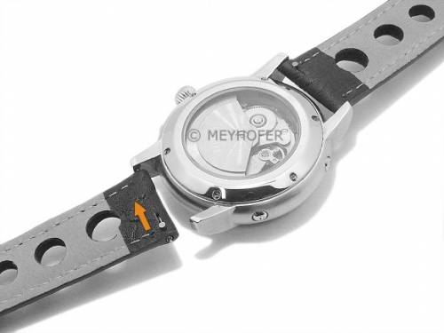 Uhrenarmband Meyhofer EASY-CLICK -Braga- 20mm schwarz Leder Racing-Look abgen�ht (Schlie�enansto� 18 mm) - Bild vergr��ern 
