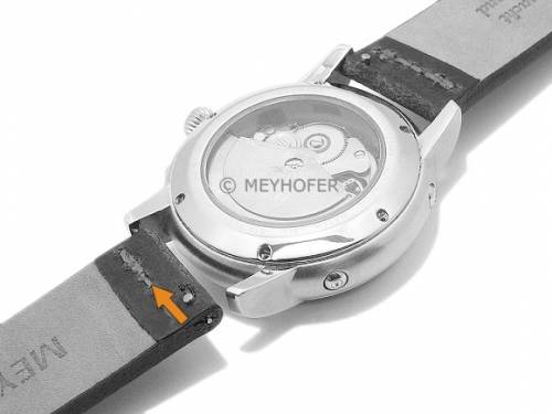 Meyhofer EASY-CLICK Uhrenarmband -Velden- 20mm schwarz Vintage-Leder graue Naht Made in Germany (Schlie�enansto� 20 mm) - Bild vergr��ern 