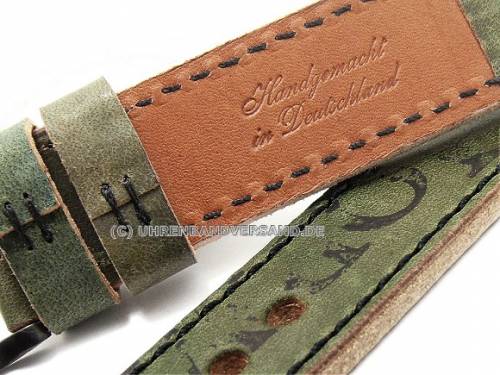 Uhrenarmband -Austin- 20mm dunkelgr�n Cordovan Leder schwarze Naht Meyhofer (Schlie�enansto� 20 mm) - Bild vergr��ern 