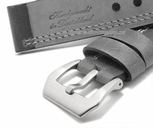 Uhrenarmband -Malaga- 22mm dunkelgrau Leder Antik-Look helle einseitige Doppelnaht von MEYHOFER (Schlie�enansto� 22 mm) - Bild vergr��ern 