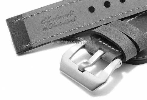 HANDMADE IN GERMANY: Uhrband -Granada- 22mm d.grau Vintage asymmetr. Lederunterlage MEYHOFER (Schlie�enansto� 22 mm) - Bild vergr��ern 