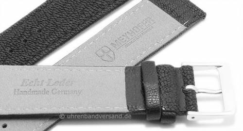 Uhrenarmband -Riesa- 16mm schwarz Ziegenleder genarbt abgen�ht von MEYHOFER (Schlie�enansto� 16 mm) - Bild vergr��ern 