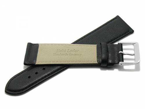 Uhrenband -Willingen- 19mm schwarz Leder HANDMADE in GERMANY von Meyhofer optional mit Easy-Click (Schlie�e 18 mm) - Bild vergr��ern 