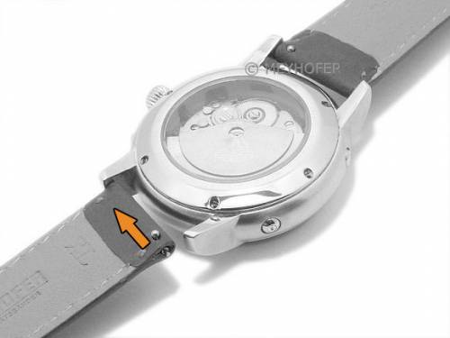 Meyhofer EASY-CLICK Uhrenarmband -Lahn- 20mm dunkelbraun Leder genarbt helle Naht (Schlie�enansto� 18 mm) - Bild vergr��ern 