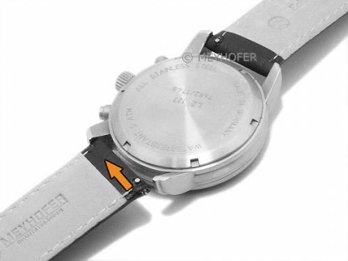 Meyhofer EASY-CLICK Uhrenarmband -Tahoe- 22mm schwarz Leder genarbt helle Naht (Schlie�enansto� 22 mm) - Bild vergr��ern 
