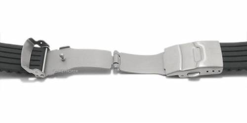 Uhrenarmband -Barnwell- 20mm orange Silikon Streifenmuster mit Titan-Faltschlie�e von MEYHOFER - Bild vergr��ern 