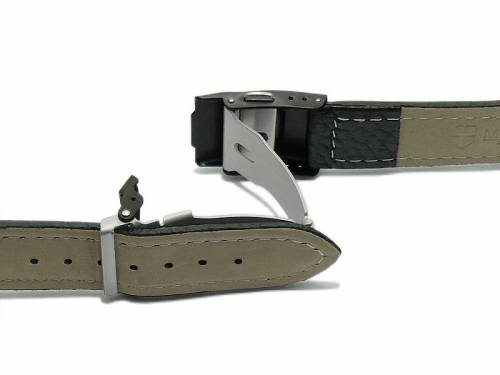 Sicherheitsfaltschlie�e -Spandau- 20mm schwarz Edelstahl geb�rstet mit seitlichen Dr�ckern - Bild vergr��ern 