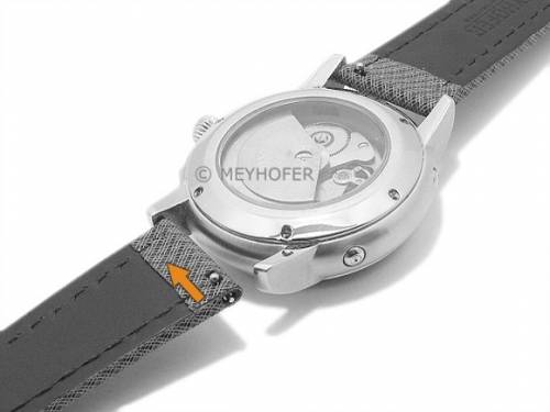 Meyhofer EASY-CLICK Uhrenband -Huron- 22mm dunkelbraun Textil-Look helle Naht mit Faltschlie�e (Schlie�enansto� 20 mm) - Bild vergr��ern 