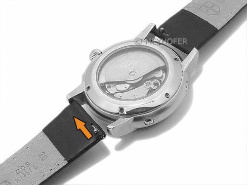 Meyhofer EASY-CLICK Uhrenarmband -Tabor- 16mm schwarz Leder genarbt helle Naht (Schlie�enansto� 14 mm) - Bild vergr��ern 