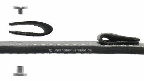 Uhrenarmband -Breslau- 22mm schwarz Leder robust helle Naht Unterlagenband von MEYHOFER - Bild vergr��ern 