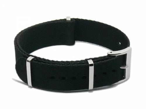 Uhrenarmband -Kaysville- 24mm schwarz Nylon Seatbelt-Look Durchzugsband im NATO-Style von MEYHOFER - Bild vergrern 