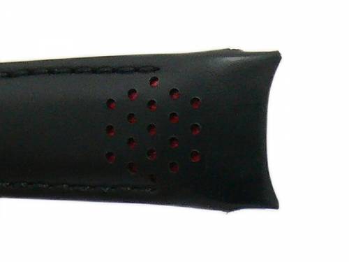 Uhrenarmband -Challis- 20mm schwarz Leder f�r Rolex mit Rundansto� rote Racingl�cher von MEYHOFER - Bild vergr��ern 