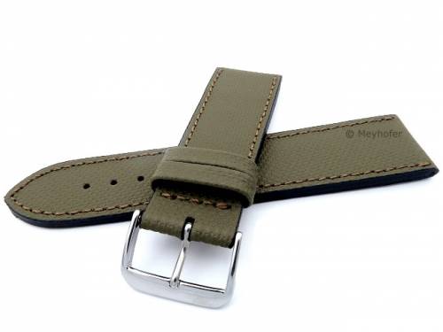 Uhrenarmband -Westerland- 24mm olivgr�n Leder mit Struktur abgen�ht von MEYHOFER (Schlie�enansto� 22 mm) - Bild vergr��ern 