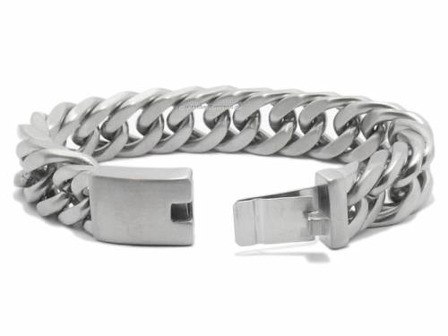 Schmuck-Armband silberfarben Edelstahl Flachpanzer matt Klick-Verschluss - Bandl�nge ca. 19,5cm von FRANK 1967 - Bild vergr��ern 