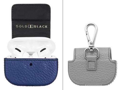 Exklusives Mehrzwecketui/Leder-Etui f�r AIRPODS PRO & mehr blau handgearbeitet Nappa-Pr�gung GOLDBLACK  - Bild vergr��ern 