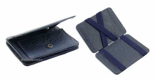 Geldb�rse klein/Magic Coin Wallet VEGAN aus patentiertem Pinatex-Material marineblau mit RFID Schutz - Bild vergr��ern 