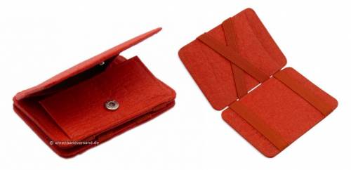 Geldb�rse klein/Magic Coin Wallet VEGAN aus patentiertem Pinatex-Material rot mit RFID Schutz - Bild vergr��ern 