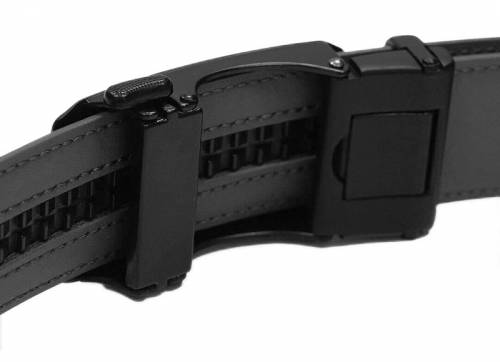 Anzuggrtel schwarz Leder fein genarbt abgenht mit Automatikschliee - Gre 110 krzbar (Breite ca. 3,5cm) - Bild vergrern 
